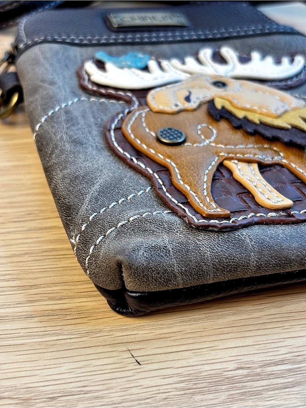 Chala Moose Cellphone Crossbody Bag Brown & Black Vegan Leather - Picture 7 of 8